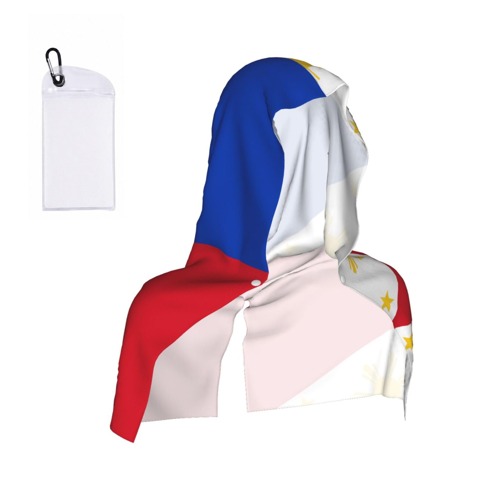 CNTDBU Philippine flag Cooling Towel Hooded-Instant Chill Neck Cover for Sports, UV Cooling Rag for Running Gym