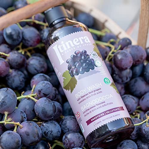 Image of Itinera Smoothing Body Wash with Tuscan Red Grapes (12.51 fl oz) - with Aloe vera and Glycerine - Vegan Friendly - 95% Natural Origin Ingredients
