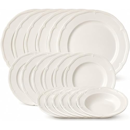 Villeroy & Boch Manoir 18 Piece Dinnerware Set, Creamy White, Service for 6