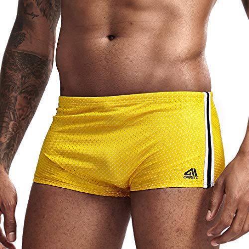 AIMPACT Swimming Trunks for Men Sexy Mens Swimming Shorts Drag Suit Briefs Bikini(YellowM)