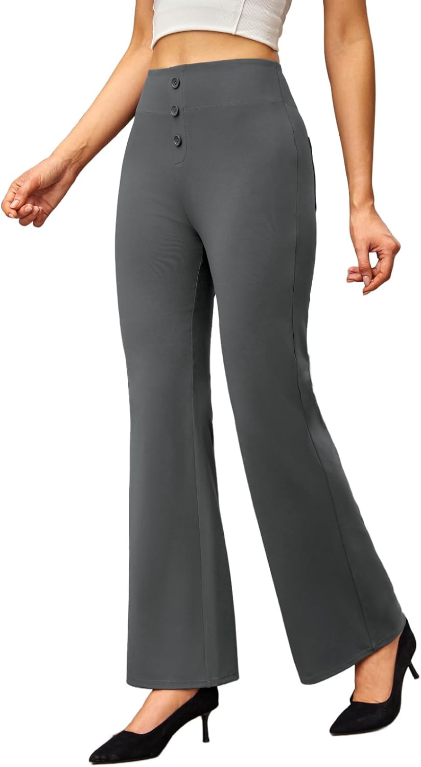 keriffe Womens Bootcut Dress Pants High Waist Stretchy Business Work Casual Trousers with Back Pockets Office Slacks - Image 2