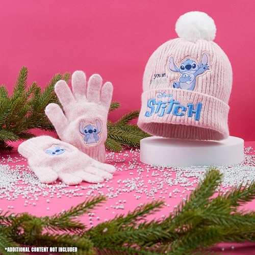 Disney Stitch Beanie Hat and Gloves Set for Girls & Teenagers, 2 Piece Set for Outdoor or Travel, Kids Winter Accessories2