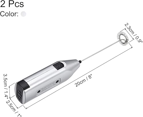 Miniatura 2 de MECCANIXITY Agitador eléctrico de vaso, mini mezclador de mano, funciona con pilas, mezcla de plata para vaso con purpurina, paquete de 2