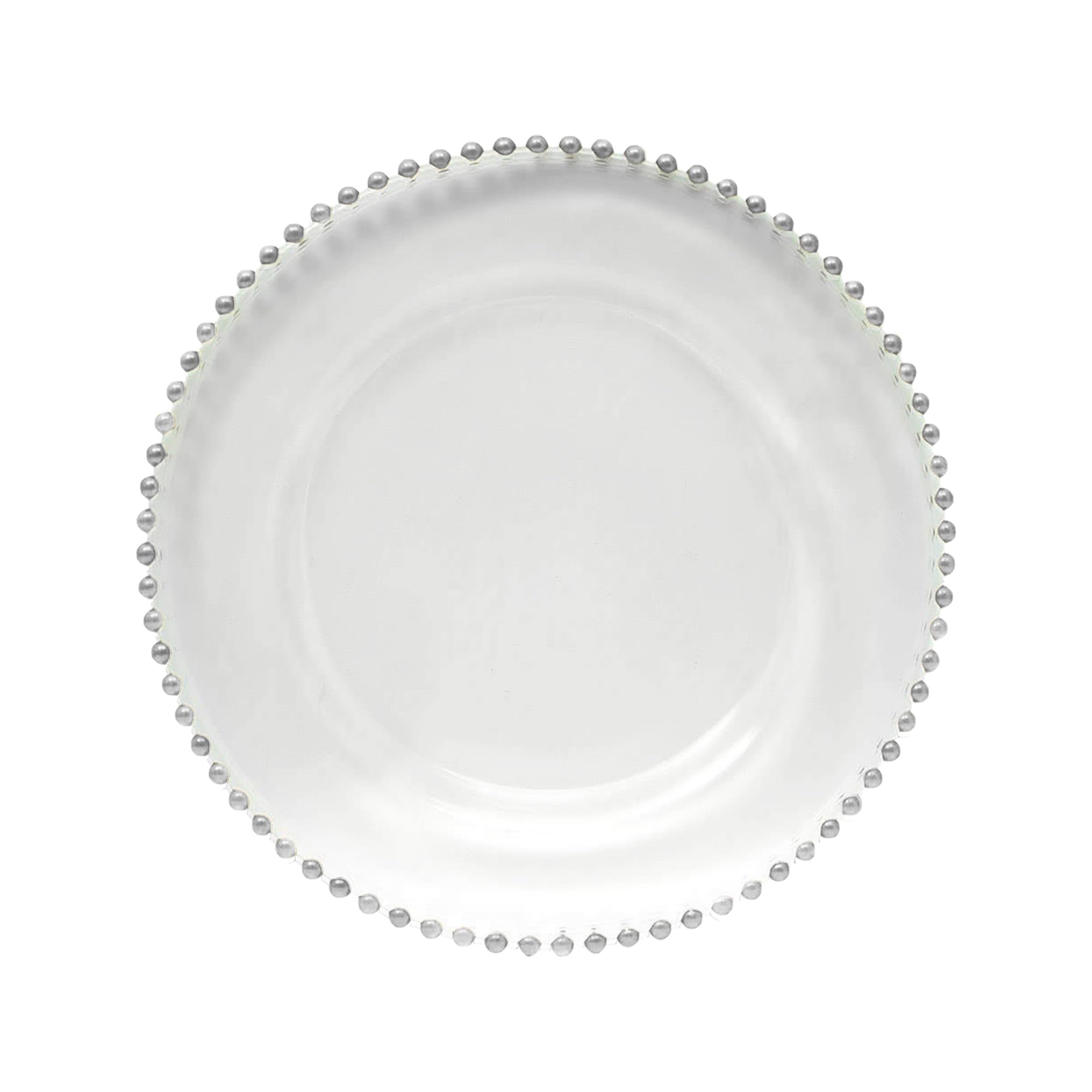 WedDecor Clear Glass Charger Plates with Silver Beads 33cm, 1pc