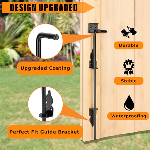 Image of 24 inch Heavy Duty Cane Bolt Gate Drop Rod-Steel Gate Ground Latch Designed for Wood Metal Vinyl Gates or Double Doors Fence Applications-2 Pack