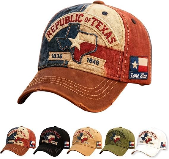 Lone Star Legacy Texas Republic Baseball Cap, Cotton Unisex Retro Style Hat, Adult Size, All Seasons - Image 2