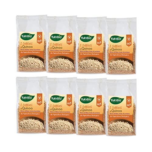 YukyBio, 'I Soffiati' - Quinoa Órganica Inflada, Fuente de Fibras y Proteínass, Vegan, Ideales Para Desayunar y Merendar, 100% Made in Italy, 8X125 g Cover