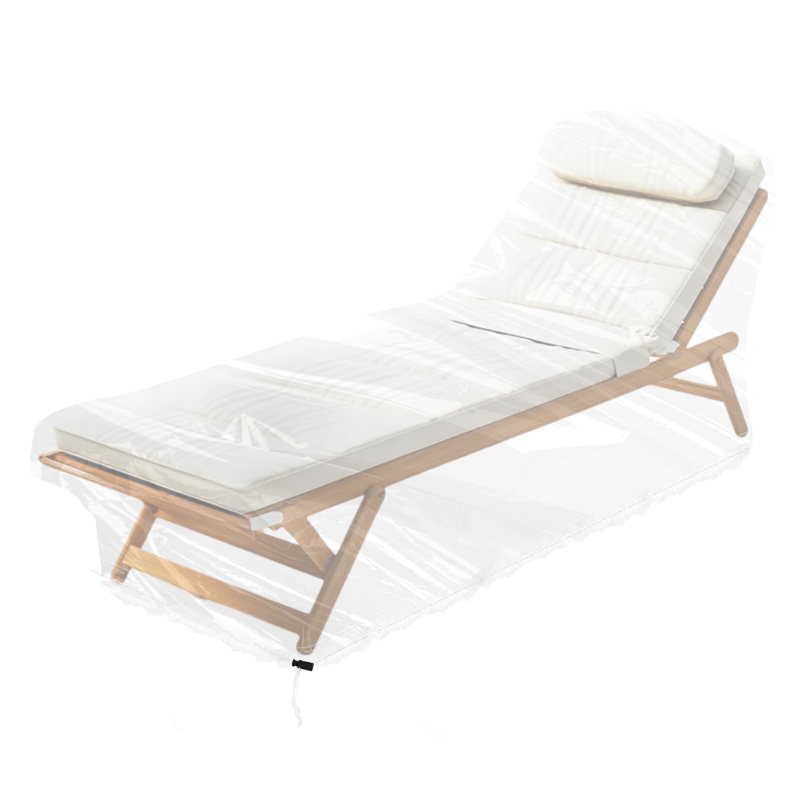 Housse de protection pour chaise longue de jardin, chaise longue, avec cordon de serrage, 200 x 70 x 75 cm, transparente, pour meubles de jardin, chaise longue, housse imperméable