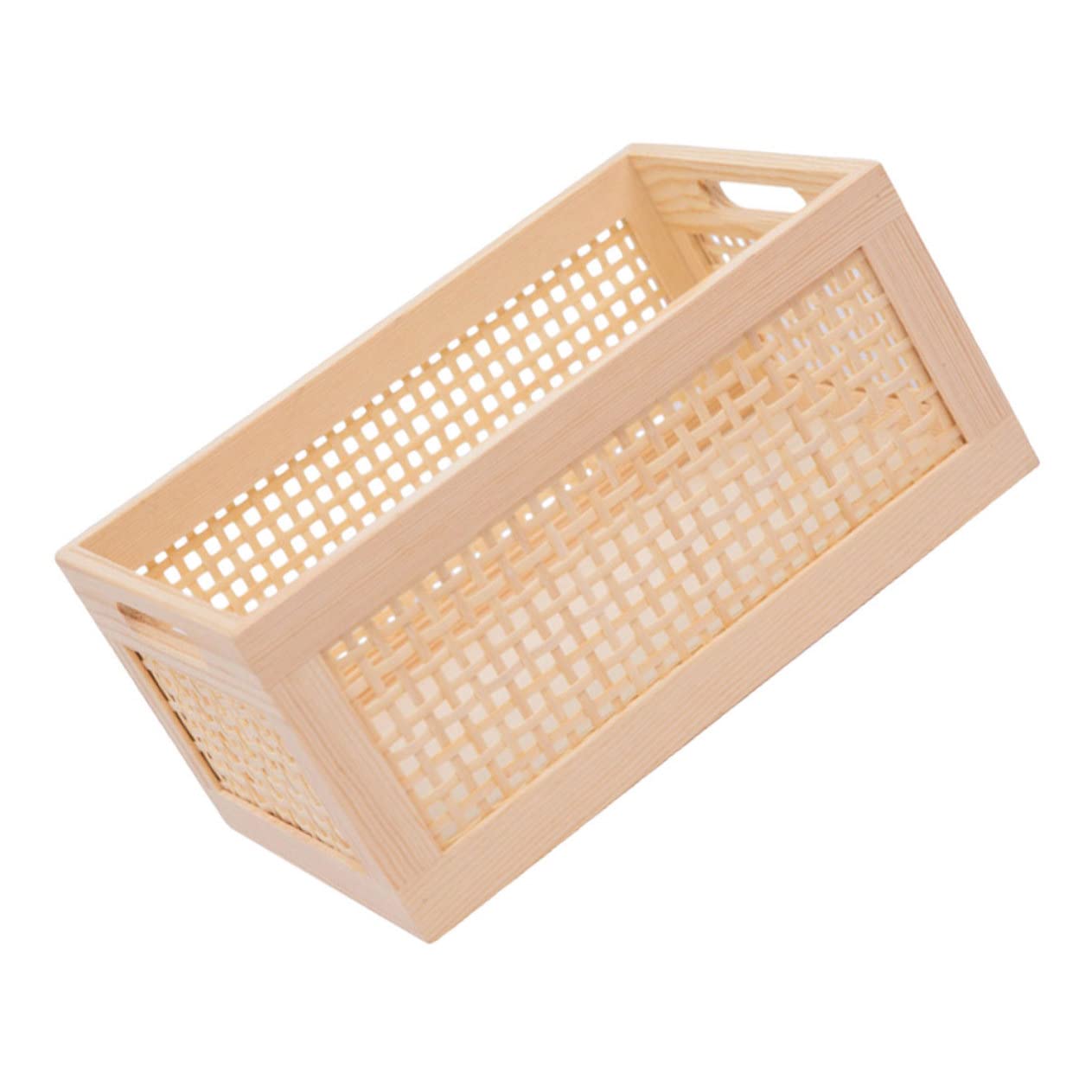 Cesta Tejida Para Almacenamiento Pequeña Rectangular, Fibra Natural De Bambú, Multiusos Ecológica, Organizador Para Hogar y Oficina, Caja De Almacenamiento Funcional