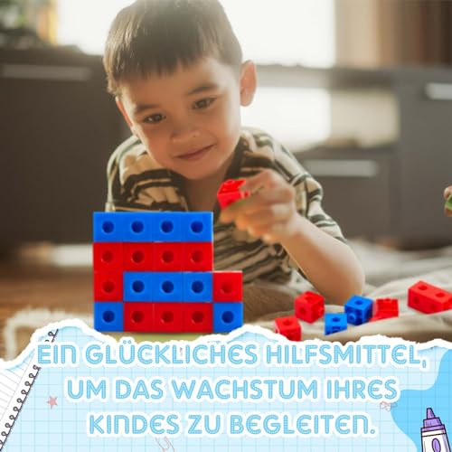 Geosar Mathematik Set Grundschule Rechenkette 1. Klasse Rot/Blau 20 Zählkette mit Zweifarbigen Kugeln 30 Zählchips 20 Mathe Würfel Grundschule Schüler Rechen Set Weihnachten Schultüte Füllung