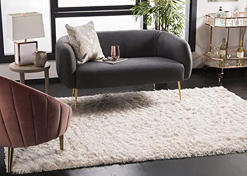 Image of Urban Modern Decor Features 4x6 Feet Modern Soft Shaggy Carpet Thick, Fluffy & 2 inch Pile Shag Rug for Your Kids Room, Bedroom & Livingroom(4x6 feet, Ivory Plain)