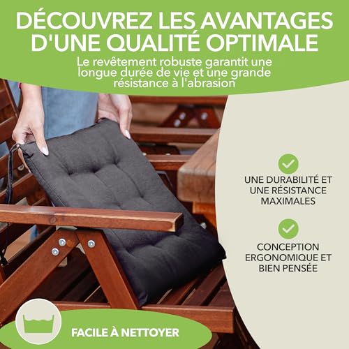 Coussin de chaise avec sangles anti-glisse pour assise rigide