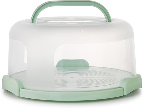 Zoofen Porta pasteles con asa Soporte para pasteles de 10 pulgadas Contenedor redondo para 10 pulgadas o menos (verde)