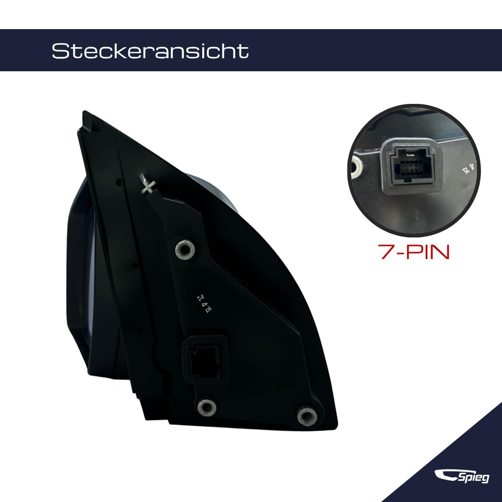 Spieg Außenspiegel Links für Ford Ranger 2011-2018 Manuell Einklappbar, Blinker, Einstiegsbeleuchtung, Chrom, 7 PIN