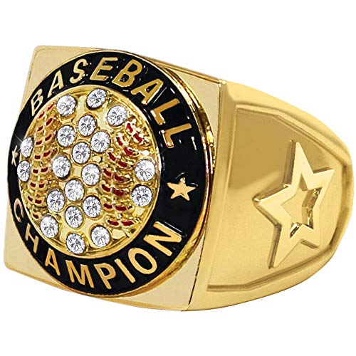 Crown Awards Baseball Gold Champion 2.0 Ring, Fantasy Baseball Rings, Size 7