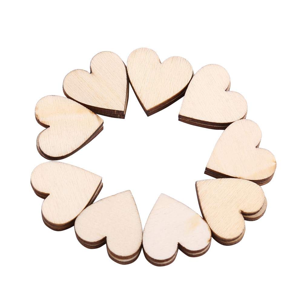 Wood Hearts, 50 Pieces 30mm Rustic Look Wooden Hearts for Crafting Projects - Wooden Craft Shapes for Weddings Decoration Embellishments - Love Heart Guest Book Accessory