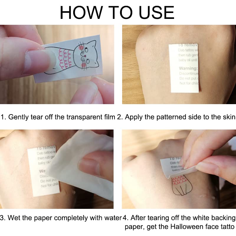 Miniatura 4 de 12 tatuajes faciales de Halloween – Tatuajes temporales de cara de Halloween aterradores 2023 para adultos, mujeres y hombres, calcomanías de