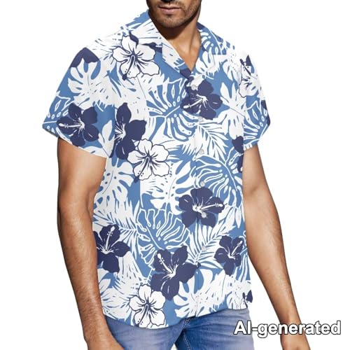 Image of Hawaii Matching Couple Outfits Husband and Wife Clothing Fashionable Mens Casual Shirts Hawaii Dress with Soft Fabric
