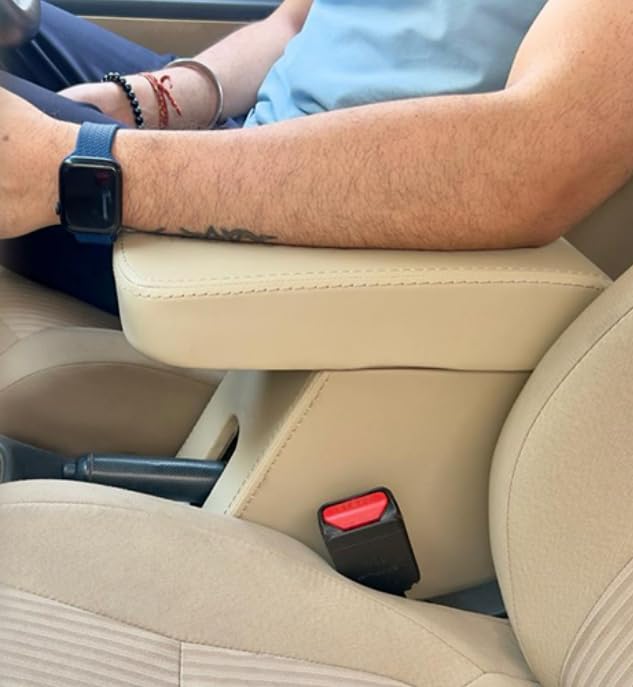 Image of Pabla Enterprises High-End Car Center Armrest with Storage Compartment and Ultimate Comfort COMPATABLE WITH MARUTI DZIRE 2017-2026 AND NEW SWIFT ZXi, ZXi+ MODELS BEIGE COLOR