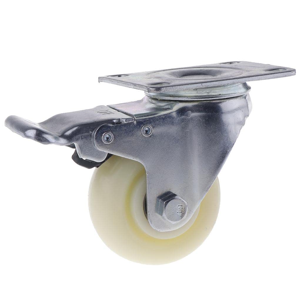 UJEAVETTE 3'' White PP Swivel Plate Caster Wheels 90kg 200lbs Trolley Cart with Brake-picture-10