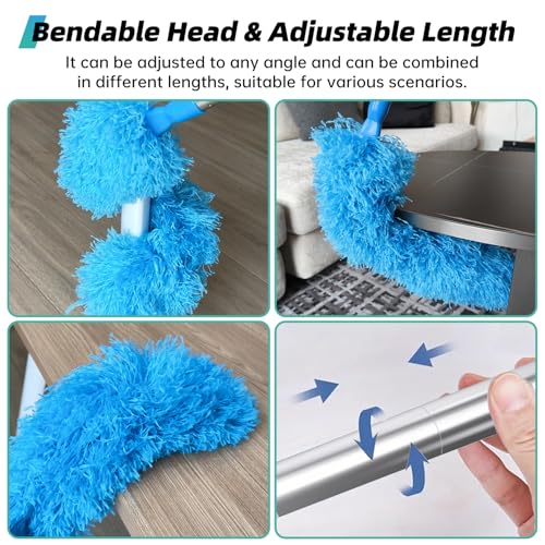 Image of DRQ Ceiling Fan Cleaner, 2 Pack Reusable Microfiber Duster with Extension Rod, 13 to 48 Inch Fan Blade Cleaner, Removable Duster for Cleaning Walls
