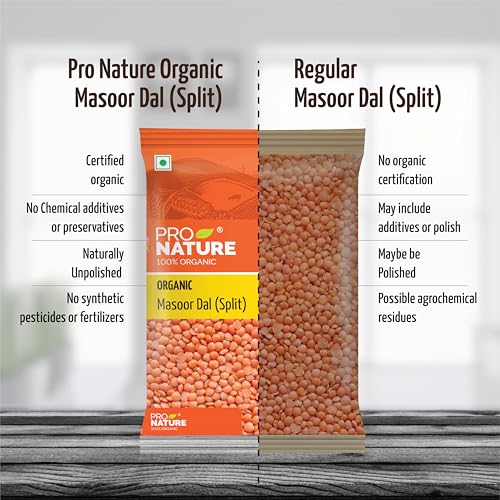 Image of Pro Nature Organic 100%, Masoor Dal Split, 500g (Pack of 2)