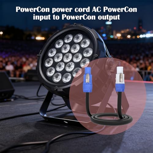 Image of Stage Light PowerCon Cable AC PowerCon Input to Output 12AWG 3 Pin Power Extension Cable for LED Screen Beam Moving Head Light Audio Video Equipment - 3.05M / 10FT