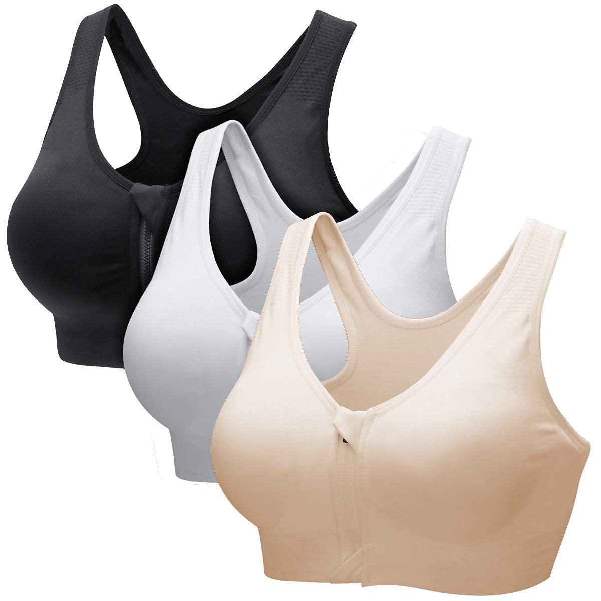 Zoerea Sportowy biustonosz damski Push Up Zip Front Impact Yoga Bra