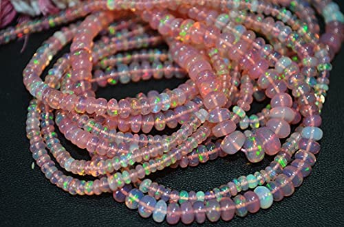 Fil perles opale d'Éthiopie rose naturelle en vrac smooth beads 16"