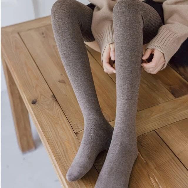 CHAMELI Wool Warm Thigh High Socks, Knitted Thick Thermal Woolen Socks for Women Winter Wear, Knee Length, Free Size (IN, Alpha, Free Size, 2, black) 2