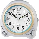 ランデックス(Landex) 置き時計 目覚まし時計 アナログ 常時点灯 電子音アラーム 音量調整 連続秒針 芳邦産業 ホワイト ルームフェイス YT5318