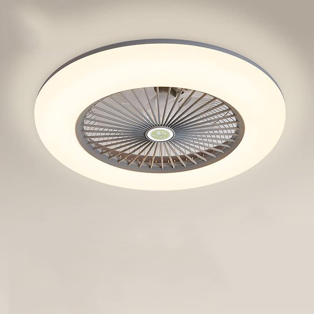 Ventilador de techo empotrado grande de 55 cm para interiores modernos con luces Control remoto Ventilador de techo sin aspas cerrado de perfil bajo, para dormitorio, habitación, espacio peque