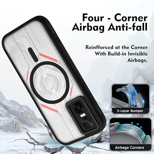 Image of V-TAN Back Cover for Infinix GT 30 Pro 5G | TPU | Transparent Crystal Clear Magnetic Case Compatible with Infinix GT 30 Pro | Slim Fit, Camera Protective Shockproof Mobile Cover Design (Black)