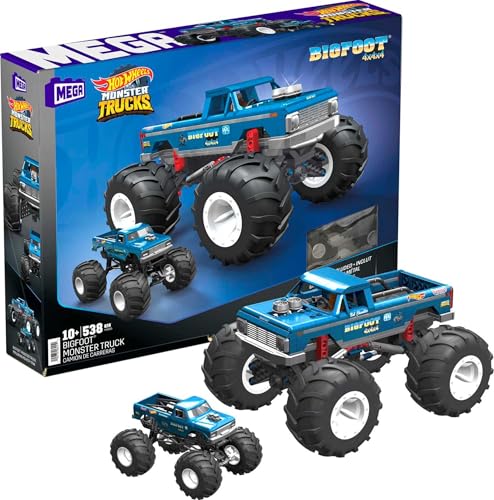 Mega Construx HHD20 - Hot Wheels Bigfoot Monster Truck Bauset mit 538 Teilen im Maßstab 1:18, Konstruktions-Spielzeug für Erwachsene und Kinder ab 10 Jahren
