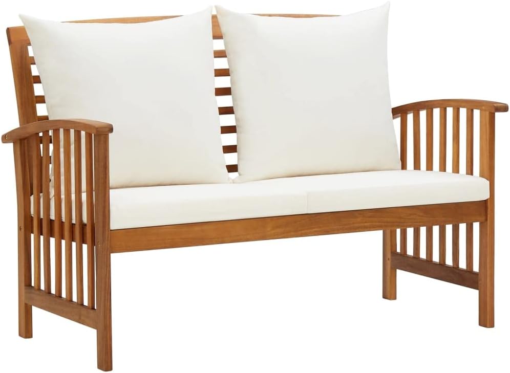 vidaXL Patio Furniture Set 5 Piece, Patio Bench Seat with Coffee Table, Wooden Dining Set for Garden Balcony Porch, Modern, Solid Wood Acacia