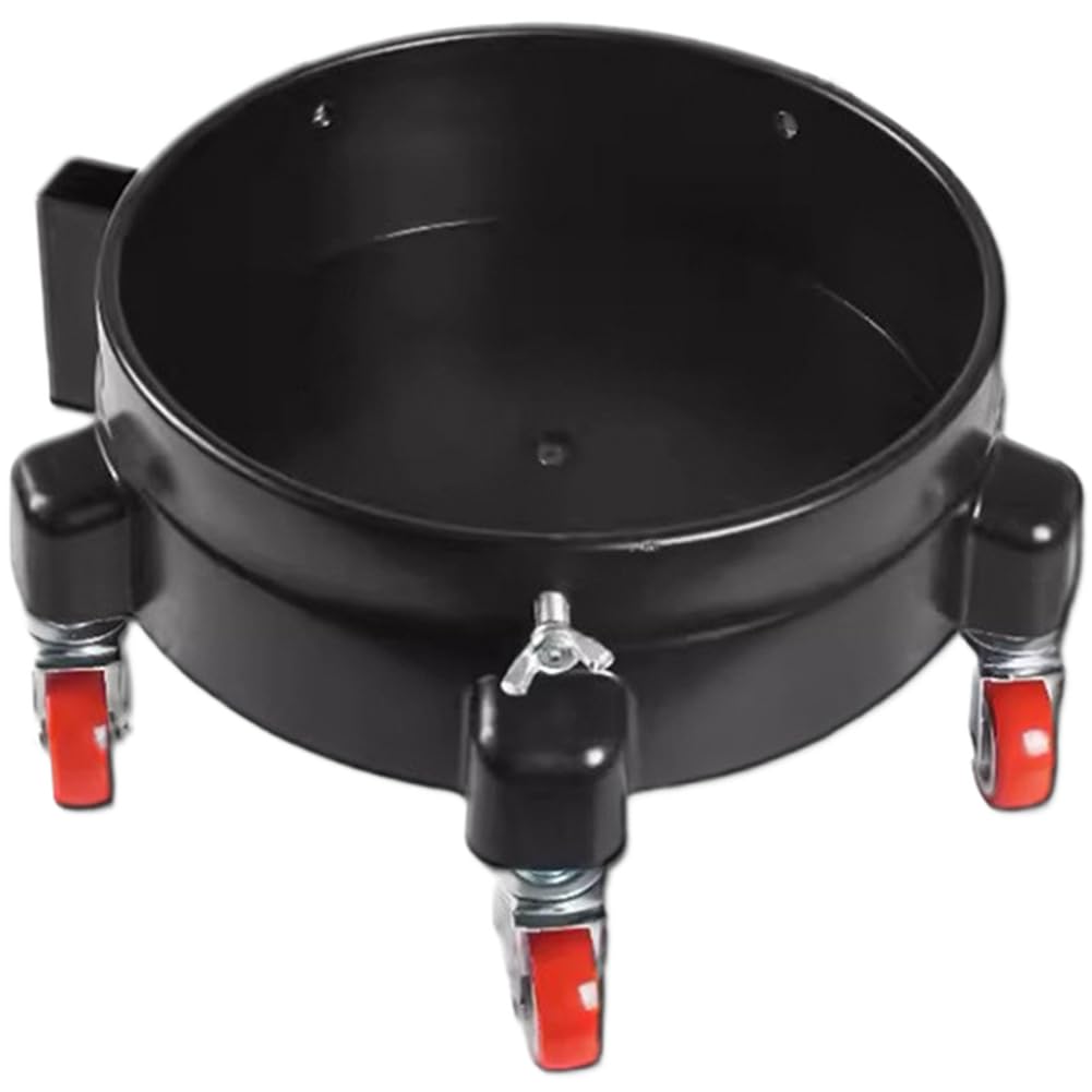 Cubo portátil para lavado de coche con 5 ruedas, incluye 2 poleas de freno, capacidad de carga de 250 libras, grueso para jardinería y limpieza de base de polipropileno, color rojo