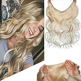Hidden Wire Hair Extension Thin 100% Human Hair 18 Inch Wavy Invisible Secret Wire Fish Line Hairpie