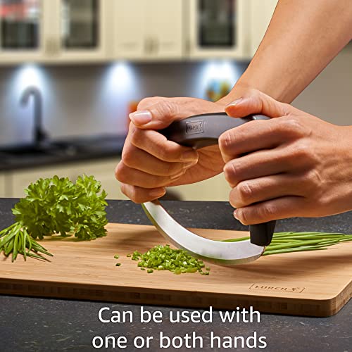 Lurch Germany Tango Mezzaluna Chopper For Herbs, Vegetables, Nuts, Cheese And Pizza | Mincing Knife | Perfect Mezzaluna Knife For Chopped Salad | Single Sharp Blade With Cover #TOP3