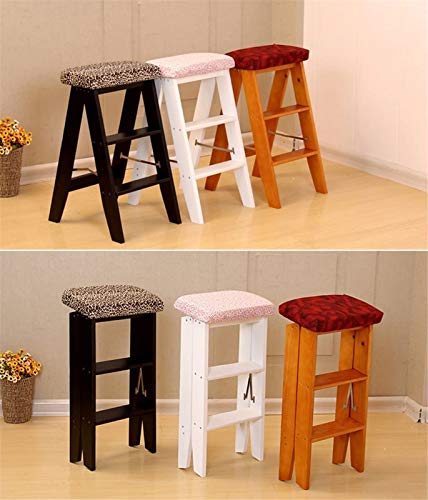 Taburete portátil de 3 peldaños de madera maciza en color blanco 6
