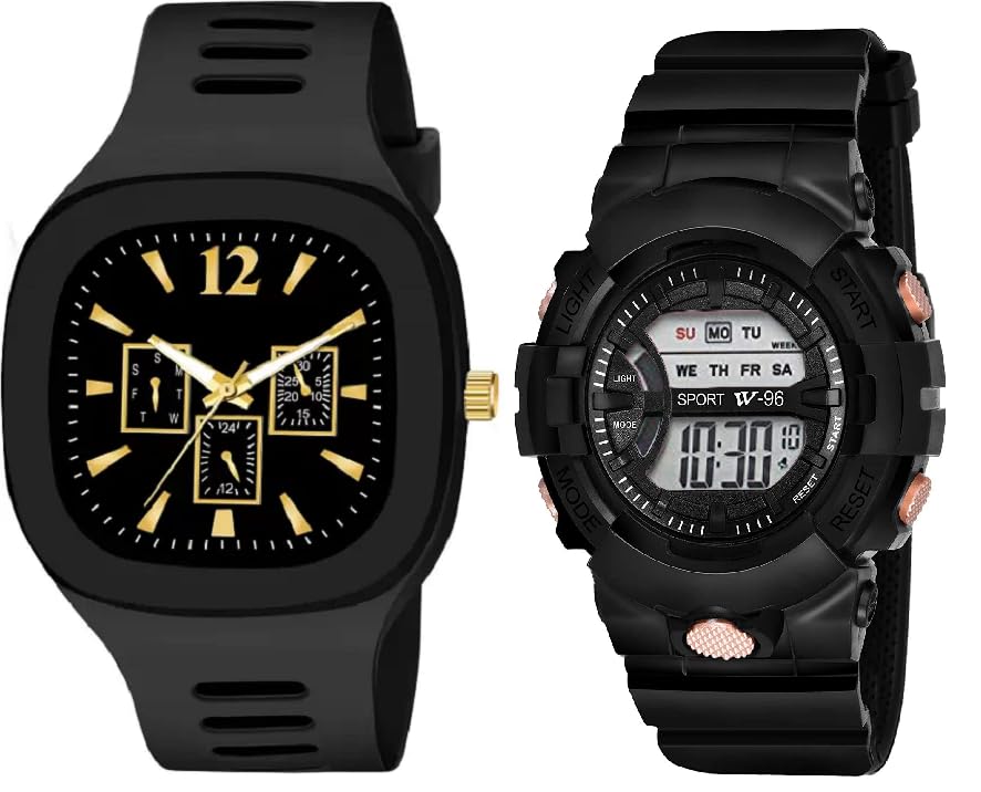 SELLORIA Analog and Digital Square and Round Dial Watches Shockproof Multi Functional Automatic Waterproof Sports Watch Combo for Mens Kids Watch for Boys - Watch for Men Pack of 2 (Black) (B0CMDJPTFS) Amazon Price History, Amazon Price Tracker
