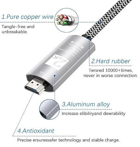 Hdiwousp Lighting to HDMI Cable, HDMI Adapter for TV Phone to TV Adapter 1080P Digital AV Adapter 3 in 1 Sync Screen Connector Cable Compatible for Lighting USB C Micro USB to HDTV Projector Monitor