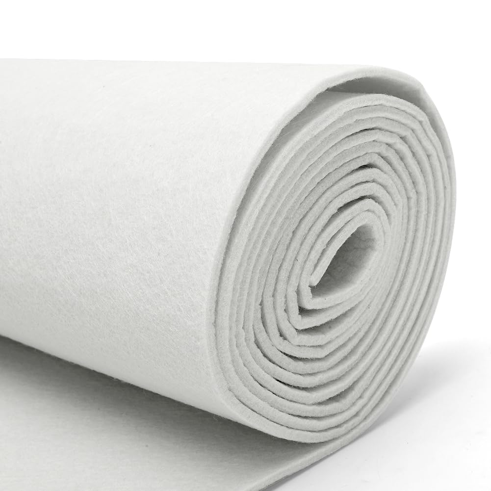 Rotolo di Feltro Bianco 40 cm x 250 cm, Spessore 3 mm, Tessuto Feltro Pannolenci Tinta Unita, Materiale Durevole per Scatole, Borse, Tovagliette Antiscivolo, Non Sbiadisce