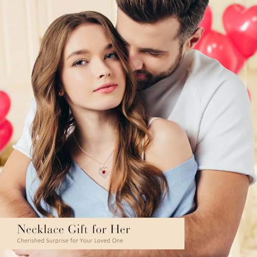 Lomantise Heart Birthstone Necklaces for Women, 925 Sterling Silver Rose Gold Necklace Love Pendant Necklaces Anniversary Birthday Jewelry Gifts for Women Wife Mom Girlfriend Her - Image 4