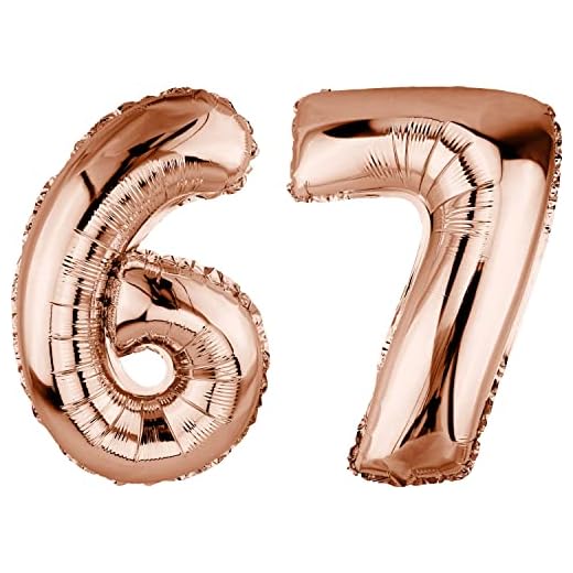 DekoRex Globo de plástico de color oro rosa, 82 cm, para cumpleaños, bodas (número: 67)