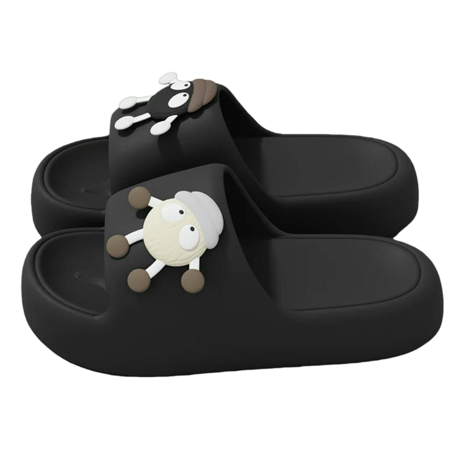 Gyios Summer Slippers Lovely Platform Women Lightweight Outdoor Non Slip Beach Flip Flops Woman Cute Eva Soft Sole Home Slides-black-36-37