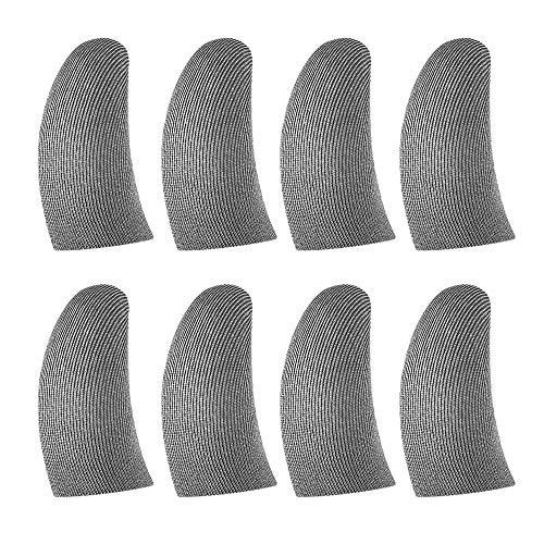 HTYS PUBG Mobile Thumb Game Finger Sleeve Sets [8 Pack] Silver Fiber 100%