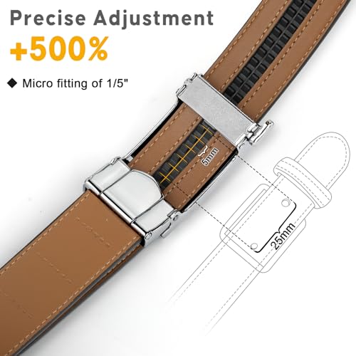 Image of ITIEZY Ratchet Belts for Men - Leather Click Belt for Casual Dress 1 3 /8 inch, Mens Adjustable Belt Trim to Fit