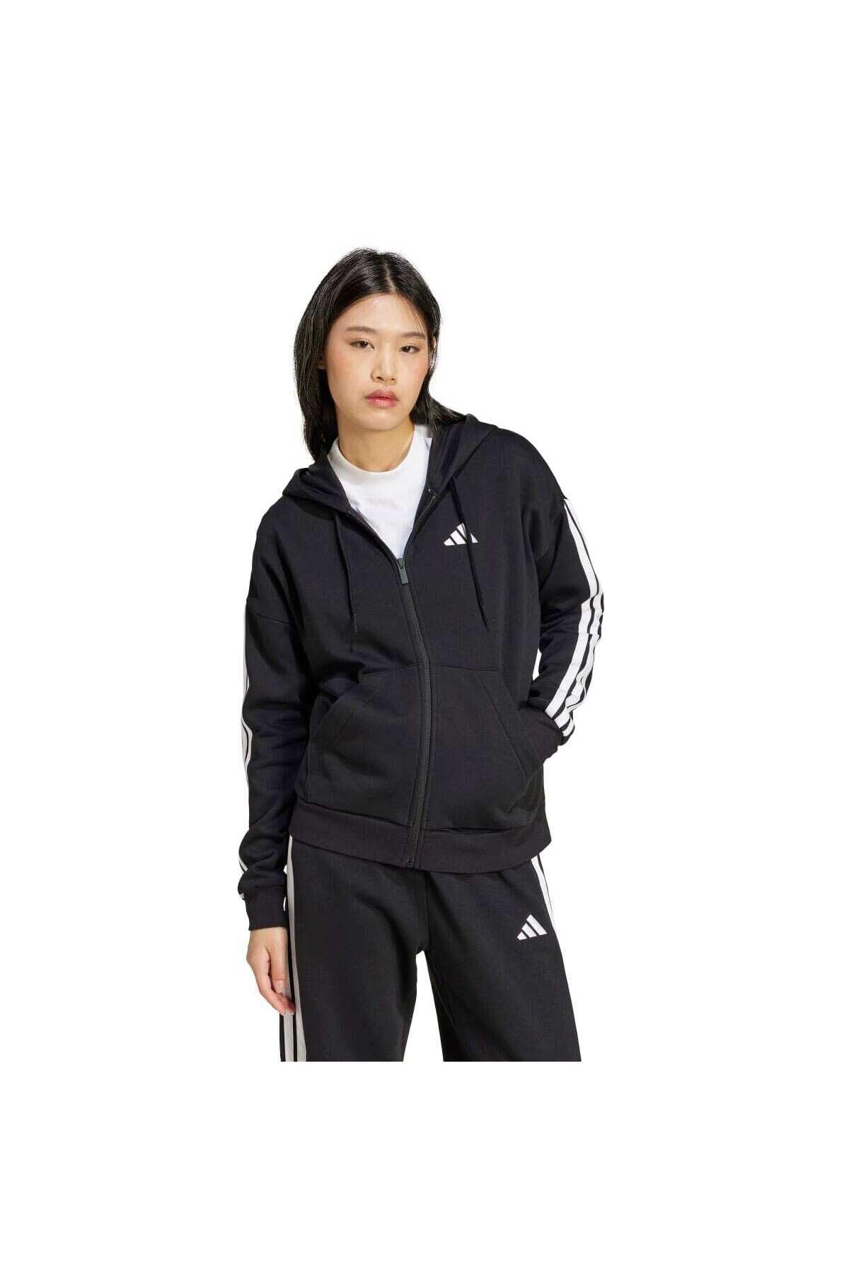 adidas Mujer Essentials 3-Stripes Full-Zip Fleece Hoodie