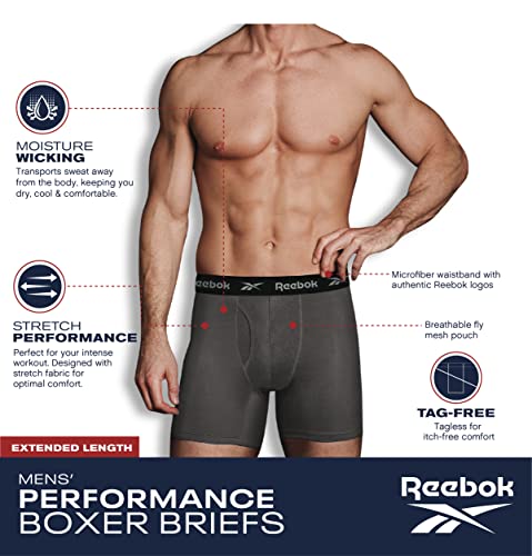 Reebok Mens Boxer Briefs - 4 Pack Moisture Wicking Performance Mens Underwear Boxers with Functional Fly Pouch (Sizes: S-XL)2