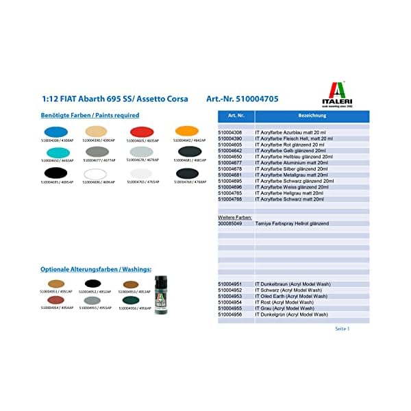 Italeri 4705S FIAT 4705-1:12 Abarth 695 SS/Assetto Corsa, Modellbau, Bausatz, Standmodellbau, unlackiert – Bild 3
